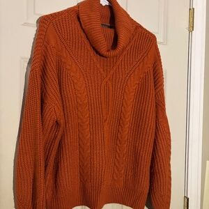 Orange Zesica Cowl Neck Sweater